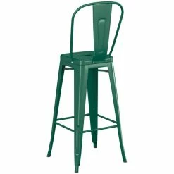 LT&S Alloy Series Lancaster Table & Seating Alloy Series Emerald Metal Indoor / Outdoor Industrial Cafe Barstool With Vertical Slat Back And Drain Hole Seat -Lancaster Table & Seating Shop 2445629