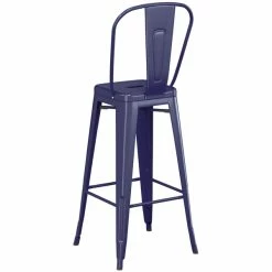 LT&S Alloy Series Lancaster Table & Seating Alloy Series Navy Metal Indoor / Outdoor Industrial Cafe Barstool With Vertical Slat Back And Drain Hole Seat -Lancaster Table & Seating Shop 2445633
