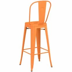 LT&S Alloy Series Lancaster Table & Seating Alloy Series Orange Metal Indoor / Outdoor Industrial Cafe Barstool With Vertical Slat Back And Drain Hole Seat -Lancaster Table & Seating Shop 2445635