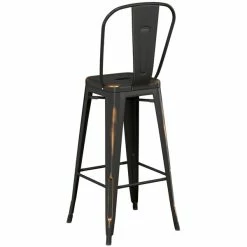 LT&S Alloy Series Lancaster Table & Seating Alloy Series Distressed Copper Metal Indoor / Outdoor Industrial Cafe Barstool With Vertical Slat Back And Drain Hole Seat -Lancaster Table & Seating Shop 2445783