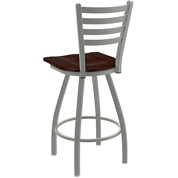 Holland Bar Stool XL 410 Jackie 25" Ladderback Swivel Counter Stool With Anodized Nickel Finish And Dark Cherry Maple Seat 2 Holland Bar Stool XL 410 Jackie 25" Ladderback Swivel Counter Stool With Anodized Nickel Finish And Dark Cherry Maple Seat - Image 2