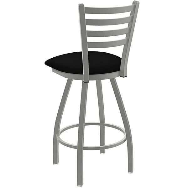 Holland Bar Stool XL 410 Jackie 30" Ladderback Swivel Bar Stool With Anodized Nickel Finish And Black Vinyl Seat 2 Holland Bar Stool XL 410 Jackie 30" Ladderback Swivel Bar Stool With Anodized Nickel Finish And Black Vinyl Seat - Image 2