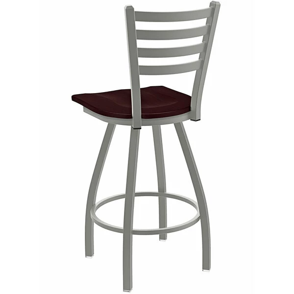 Holland Bar Stool XL 410 Jackie 30" Ladderback Swivel Bar Stool With Anodized Nickel Finish And Dark Cherry Oak Seat 2 Holland Bar Stool XL 410 Jackie 30" Ladderback Swivel Bar Stool With Anodized Nickel Finish And Dark Cherry Oak Seat - Image 2
