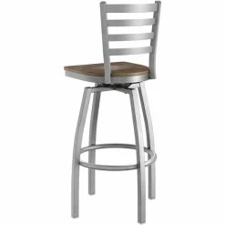 Lancaster Table & Seating Clear Coat Finish Ladder Back Swivel Bar Stool With Vintage Wood Seat -Lancaster Table & Seating Shop 2447314