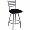 Holland Bar Stool XL 410 Jackie 25" Ladderback Swivel Counter Stool With Anodized Nickel Finish And Canter Twilight Padded Seat