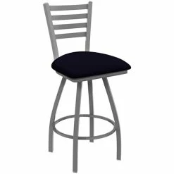 Holland Bar Stool XL 410 Jackie 25" Ladderback Swivel Counter Stool With Anodized Nickel Finish And Canter Twilight Padded Seat