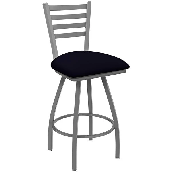Holland Bar Stool XL 410 Jackie 25" Ladderback Swivel Counter Stool With Anodized Nickel Finish And Canter Twilight Padded Seat 1 Holland Bar Stool XL 410 Jackie 25" Ladderback Swivel Counter Stool With Anodized Nickel Finish And Canter Twilight Padded Seat