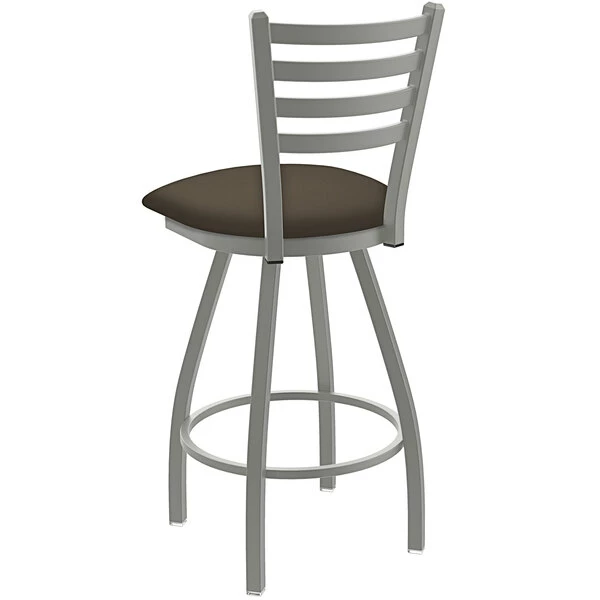 Holland Bar Stool XL 410 Jackie 25" Ladderback Swivel Counter Stool With Anodized Nickel Finish And Canter Earth Padded Seat 2 Holland Bar Stool XL 410 Jackie 25" Ladderback Swivel Counter Stool With Anodized Nickel Finish And Canter Earth Padded Seat - Image 2