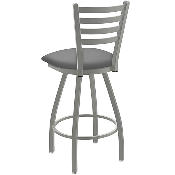 Holland Bar Stool XL 410 Jackie 25" Ladderback Swivel Counter Stool With Anodized Nickel Finish And Canter Folkstone Grey Padded Seat 2 Holland Bar Stool XL 410 Jackie 25" Ladderback Swivel Counter Stool With Anodized Nickel Finish And Canter Folkstone Grey Padded Seat - Image 2