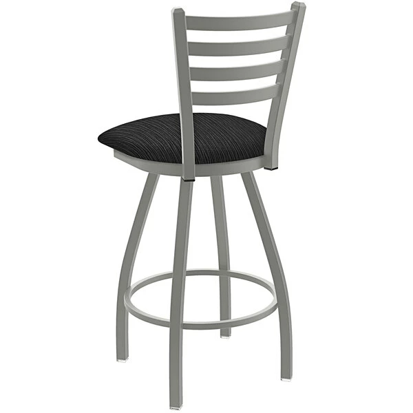 Holland Bar Stool XL 410 Jackie 25" Ladderback Swivel Counter Stool With Anodized Nickel Finish And Graph Coal Padded Seat 2 Holland Bar Stool XL 410 Jackie 25" Ladderback Swivel Counter Stool With Anodized Nickel Finish And Graph Coal Padded Seat - Image 2