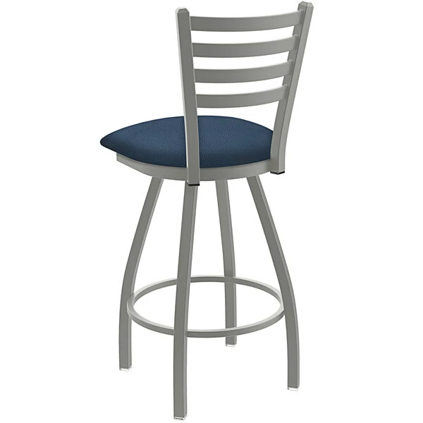 Holland Bar Stool XL 410 Jackie 25" Ladderback Swivel Counter Stool With Anodized Nickel Finish And Rein Bay Padded Seat 2 Holland Bar Stool XL 410 Jackie 25" Ladderback Swivel Counter Stool With Anodized Nickel Finish And Rein Bay Padded Seat - Image 2