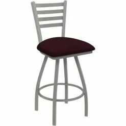 Holland Bar Stool Holland Barstool XL 410 Jackie 30" Ladderback Swivel Bar Stool With Anodized Nickel Finish And Canter Bordeaux Seat