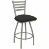 Holland Bar Stool Holland Barstool XL 410 Jackie 30" Ladderback Swivel Bar Stool With Anodized Nickel Finish And Canter Iron Seat