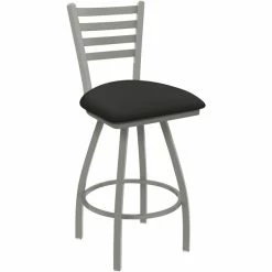 Holland Bar Stool Holland Barstool XL 410 Jackie 30" Ladderback Swivel Bar Stool With Anodized Nickel Finish And Canter Iron Seat