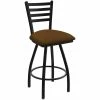 Holland Bar Stool XL 410 Jackie 30" Ladderback Swivel Bar Stool With Black Wrinkle Finish And Canter Thatch Seat