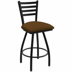 Holland Bar Stool XL 410 Jackie 30" Ladderback Swivel Bar Stool With Black Wrinkle Finish And Canter Thatch Seat