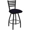 Holland Bar Stool XL 410 Jackie 30" Ladderback Swivel Bar Stool With Black Wrinkle Finish And Canter Twilight Seat