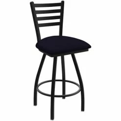 Holland Bar Stool XL 410 Jackie 30" Ladderback Swivel Bar Stool With Black Wrinkle Finish And Canter Twilight Seat