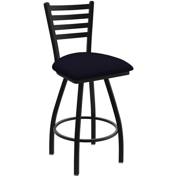 Holland Bar Stool XL 410 Jackie 30" Ladderback Swivel Bar Stool With Black Wrinkle Finish And Canter Twilight Seat 1 Holland Bar Stool XL 410 Jackie 30" Ladderback Swivel Bar Stool With Black Wrinkle Finish And Canter Twilight Seat