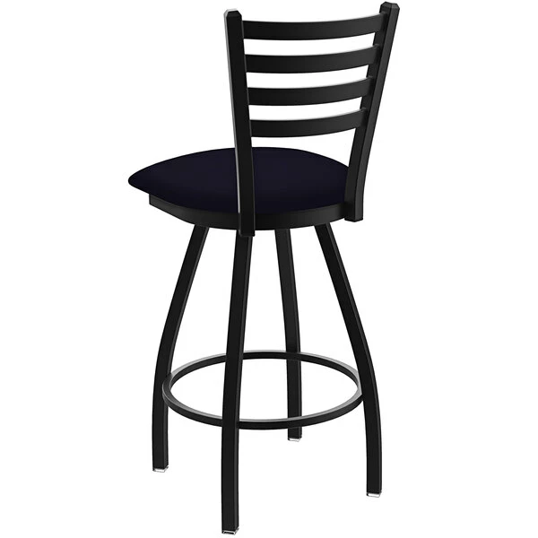 Holland Bar Stool XL 410 Jackie 30" Ladderback Swivel Bar Stool With Black Wrinkle Finish And Canter Twilight Seat 2 Holland Bar Stool XL 410 Jackie 30" Ladderback Swivel Bar Stool With Black Wrinkle Finish And Canter Twilight Seat - Image 2