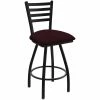 Holland Bar Stool XL 410 Jackie 30" Ladderback Swivel Bar Stool With Black Wrinkle Finish And Canter Bordeaux Seat
