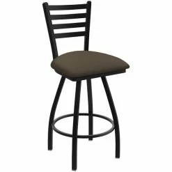 Holland Bar Stool XL 410 Jackie 30" Ladderback Swivel Bar Stool With Black Wrinkle Finish And Canter Earth Seat