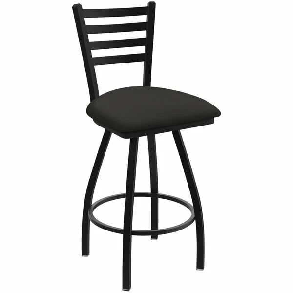 Holland Bar Stool XL 410 Jackie 30" Ladderback Swivel Bar Stool With Black Wrinkle Finish And Canter Iron Seat 1 Holland Bar Stool XL 410 Jackie 30" Ladderback Swivel Bar Stool With Black Wrinkle Finish And Canter Iron Seat