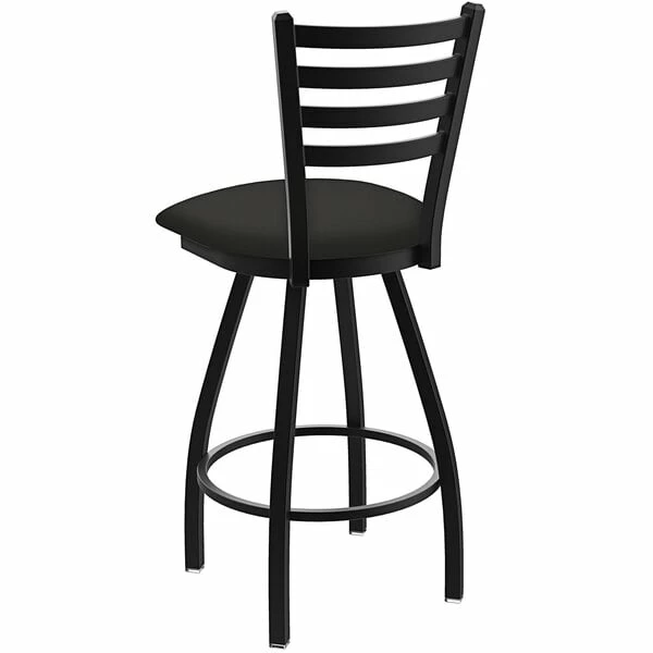 Holland Bar Stool XL 410 Jackie 30" Ladderback Swivel Bar Stool With Black Wrinkle Finish And Canter Iron Seat 2 Holland Bar Stool XL 410 Jackie 30" Ladderback Swivel Bar Stool With Black Wrinkle Finish And Canter Iron Seat - Image 2