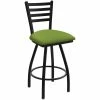 Holland Bar Stool XL 410 Jackie 30" Ladderback Swivel Bar Stool With Black Wrinkle Finish And Canter Kiwi Green Seat