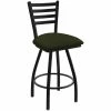 Holland Bar Stool XL 410 Jackie 30" Ladderback Swivel Bar Stool With Black Wrinkle Finish And Canter Pine Seat