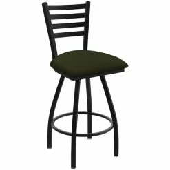 Holland Bar Stool XL 410 Jackie 30" Ladderback Swivel Bar Stool With Black Wrinkle Finish And Canter Pine Seat