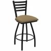 Holland Bar Stool XL 410 Jackie 30" Ladderback Swivel Bar Stool With Black Wrinkle Finish And Canter Sand Seat