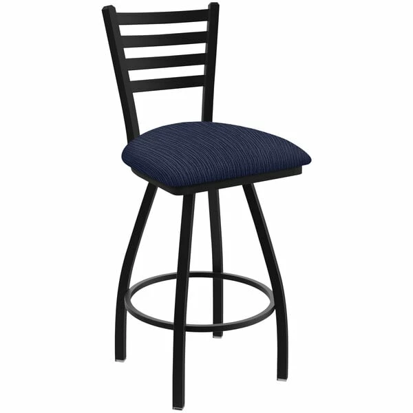 Holland Bar Stool XL 410 Jackie 30" Ladderback Swivel Bar Stool With Black Wrinkle Finish And Graph Anchor Seat 1 Holland Bar Stool XL 410 Jackie 30" Ladderback Swivel Bar Stool With Black Wrinkle Finish And Graph Anchor Seat