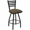 Holland Bar Stool XL 410 Jackie 30" Ladderback Swivel Bar Stool With Black Wrinkle Finish And Graph Cork Seat