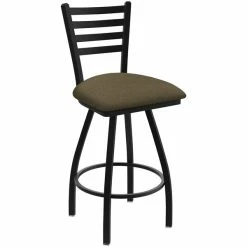 Holland Bar Stool XL 410 Jackie 30" Ladderback Swivel Bar Stool With Black Wrinkle Finish And Graph Cork Seat