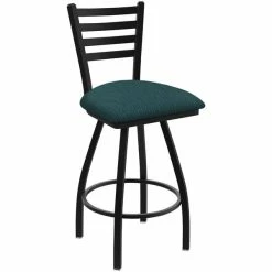 Holland Bar Stool XL 410 Jackie 30" Ladderback Swivel Bar Stool With Black Wrinkle Finish And Graph Tidal Seat