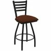 Holland Bar Stool XL 410 Jackie 30" Ladderback Swivel Bar Stool With Black Wrinkle Finish And Rein Adobe Seat