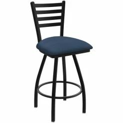 Holland Bar Stool XL 410 Jackie 30" Ladderback Swivel Bar Stool With Black Wrinkle Finish And Rein Bay Seat