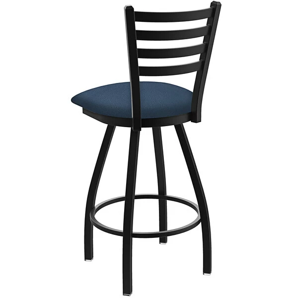 Holland Bar Stool XL 410 Jackie 30" Ladderback Swivel Bar Stool With Black Wrinkle Finish And Rein Bay Seat 2 Holland Bar Stool XL 410 Jackie 30" Ladderback Swivel Bar Stool With Black Wrinkle Finish And Rein Bay Seat - Image 2