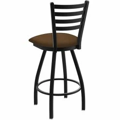 Holland Bar Stool XL 410 Jackie 30" Ladderback Swivel Bar Stool With Black Wrinkle Finish And Rein Thatch Seat -Lancaster Table & Seating Shop 2447549