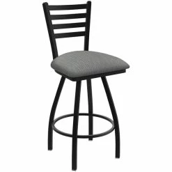 Holland Bar Stool XL 410 Jackie 30" Ladderback Swivel Bar Stool With Black Wrinkle Finish And Graph Alpine Seat
