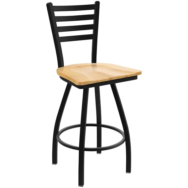 Holland Bar Stool XL 410 Jackie 30" Ladderback Swivel Bar Stool With Black Wrinkle Finish And Natural Maple Seat 1 Holland Bar Stool XL 410 Jackie 30" Ladderback Swivel Bar Stool With Black Wrinkle Finish And Natural Maple Seat