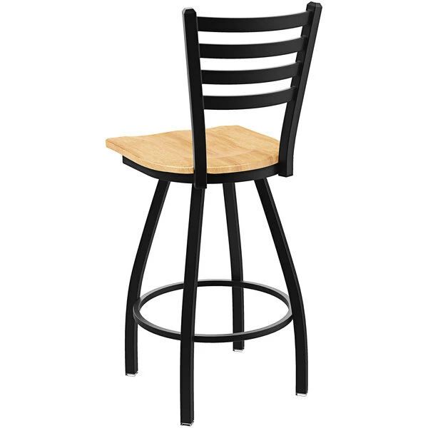 Holland Bar Stool XL 410 Jackie 30" Ladderback Swivel Bar Stool With Black Wrinkle Finish And Natural Maple Seat 2 Holland Bar Stool XL 410 Jackie 30" Ladderback Swivel Bar Stool With Black Wrinkle Finish And Natural Maple Seat - Image 2