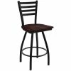 Holland Bar Stool XL 410 Jackie 30" Ladderback Swivel Bar Stool With Black Wrinkle Finish And Dark Cherry Maple Seat