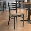 Lancaster Table & Seating Black Finish Ladder Back Chair With Vintage Wood Seat