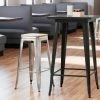 LT&S Alloy Series Lancaster Table & Seating Alloy Series Clear Coated Metal Indoor Industrial Cafe Bar Height Stool With Natural Wood Seat