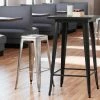 LT&S Alloy Series Lancaster Table & Seating Alloy Series Clear Coat Stackable Metal Indoor Industrial Barstool With Drain Hole Seat
