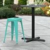 LT&S Alloy Series Lancaster Table & Seating Alloy Series Seafoam Stackable Metal Indoor / Outdoor Industrial Cafe Counter Height Stool With Drain Hole Seat