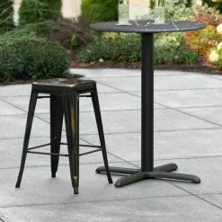 LT&S Alloy Series Lancaster Table & Seating Alloy Series Distressed Copper Stackable Metal Indoor / Outdoor Industrial Cafe Counter Height Stool With Drain Hole Seat
