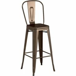 LT&S Alloy Series Lancaster Table & Seating Alloy Series 32" X 32" Copper Dining Height Outdoor Table With 4 Industrial Cafe Chairs -Lancaster Table & Seating Shop 2453262